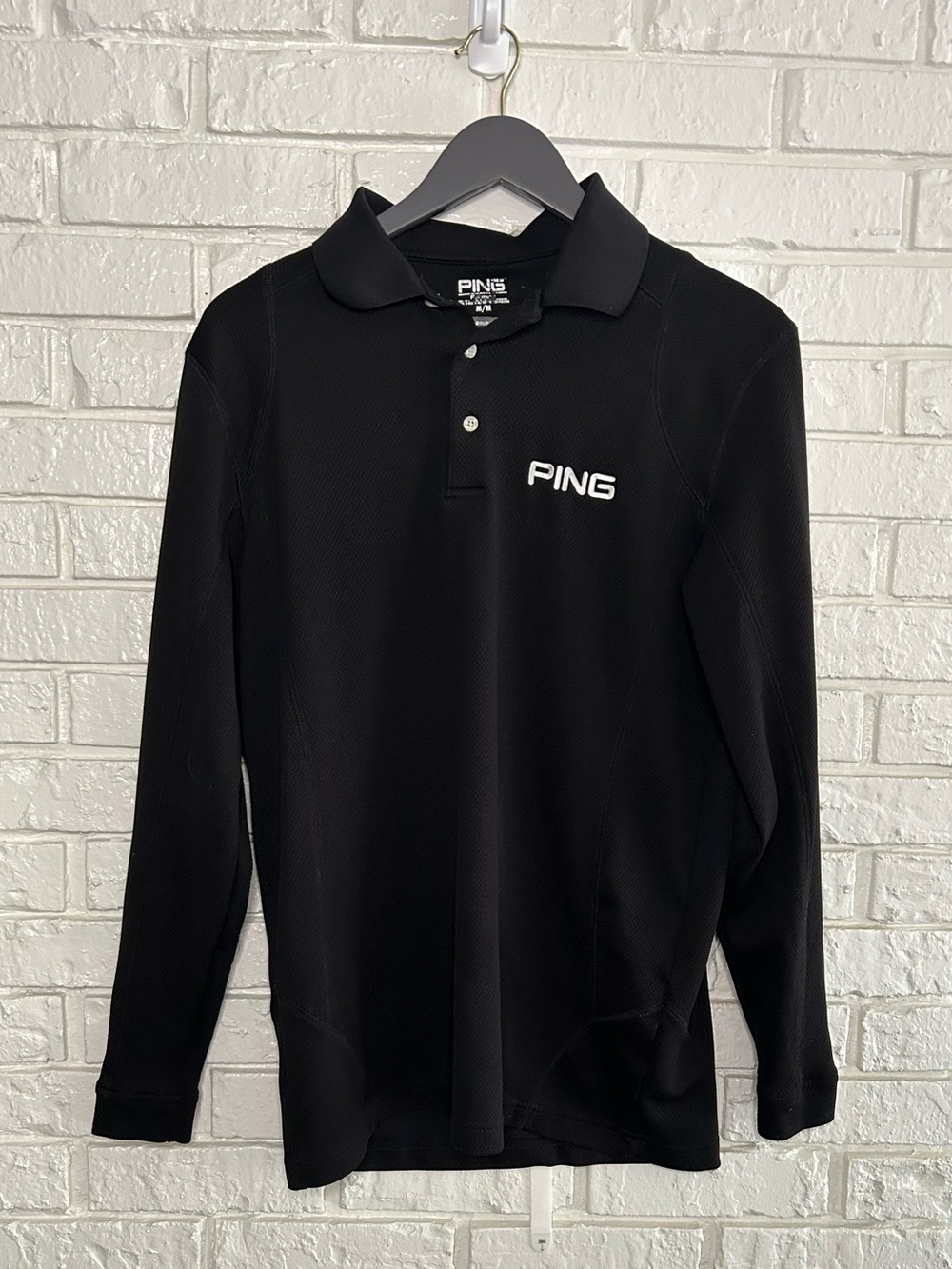 PING Men's Black Long-Sleeve Performance Polo